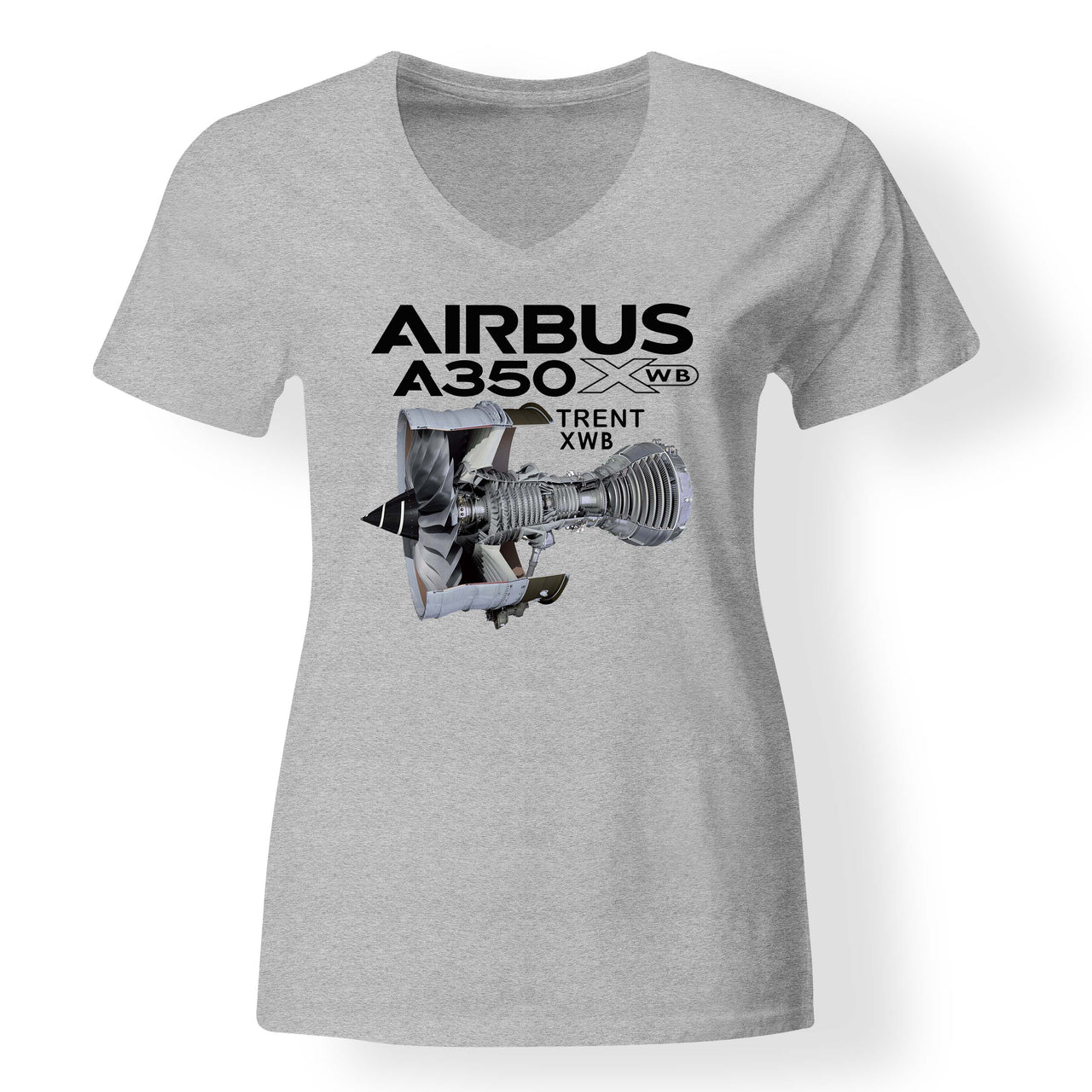 Airbus A350 & Trent Wxb Engine Designed V-Neck T-Shirts