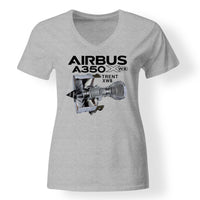 Thumbnail for Airbus A350 & Trent Wxb Engine Designed V-Neck T-Shirts