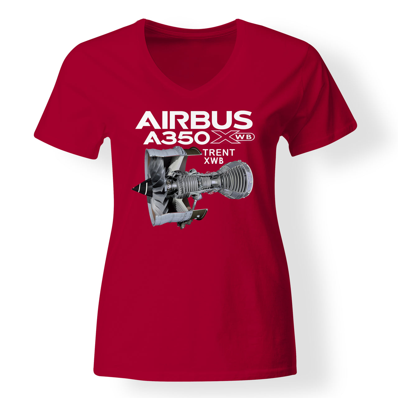 Airbus A350 & Trent Wxb Engine Designed V-Neck T-Shirts