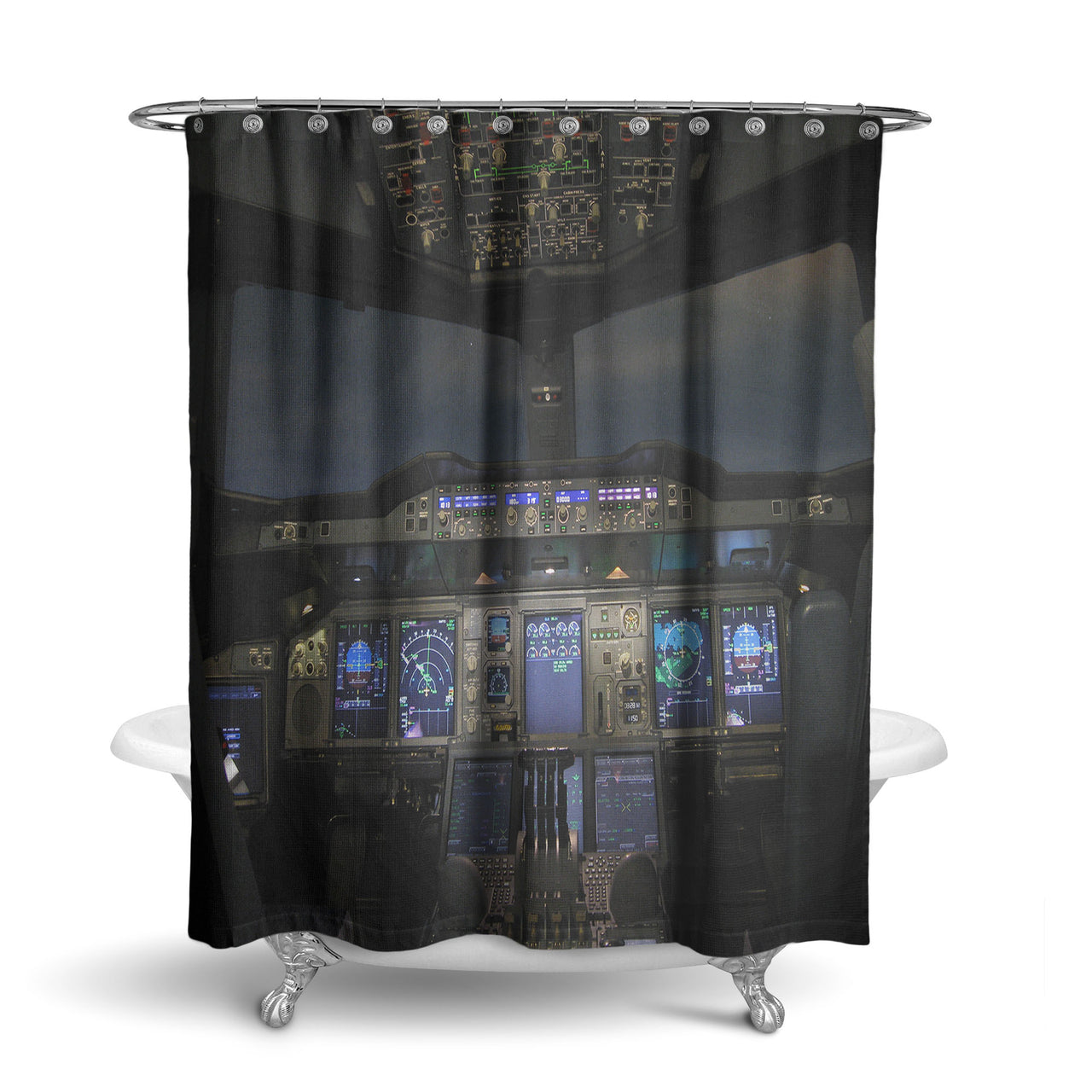 Airbus A380 Cockpit Designed Shower Curtains