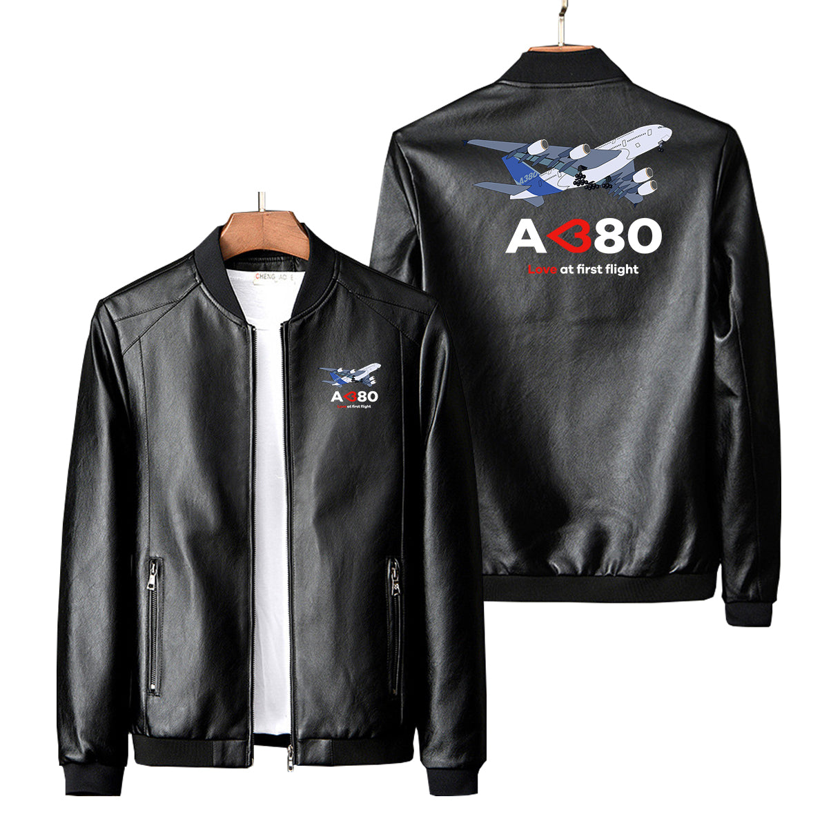 Airbus A380 Love at first flight Designed PU Leather Jackets
