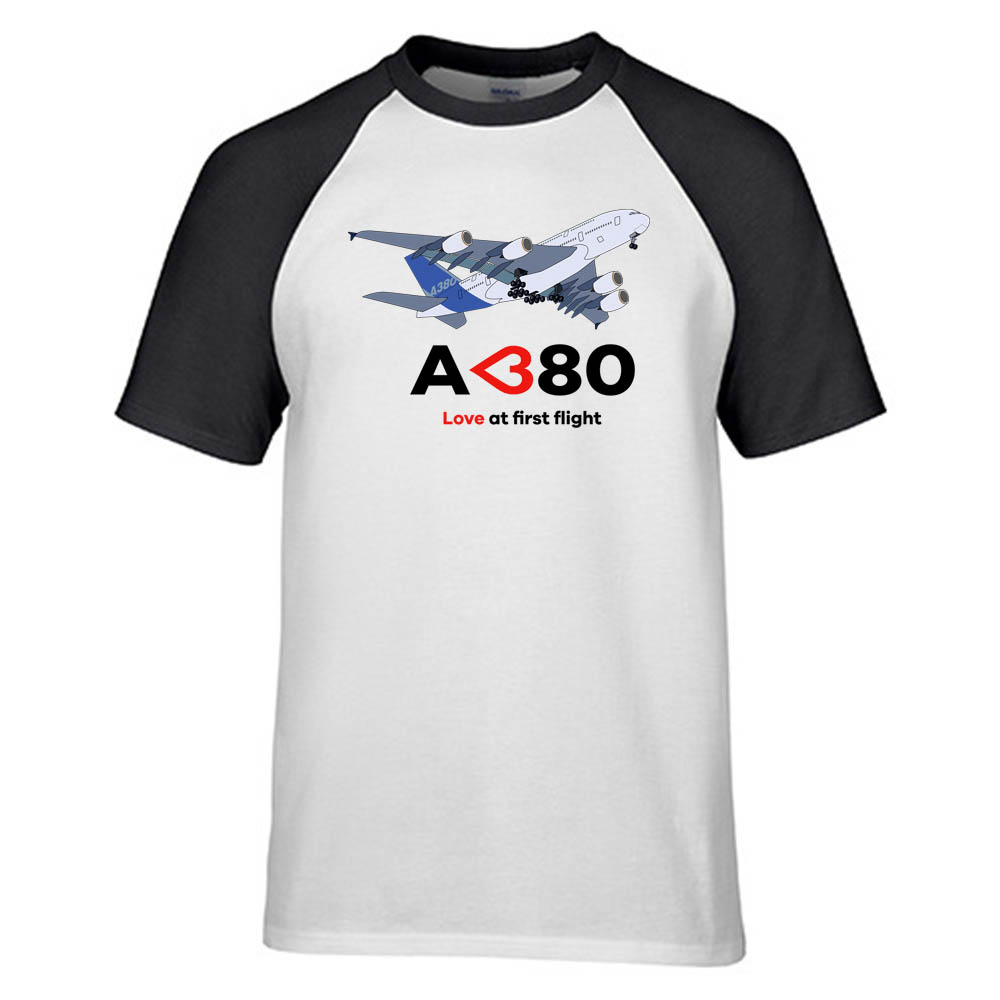 Airbus A380 Love at first flight Designed Raglan T-Shirts