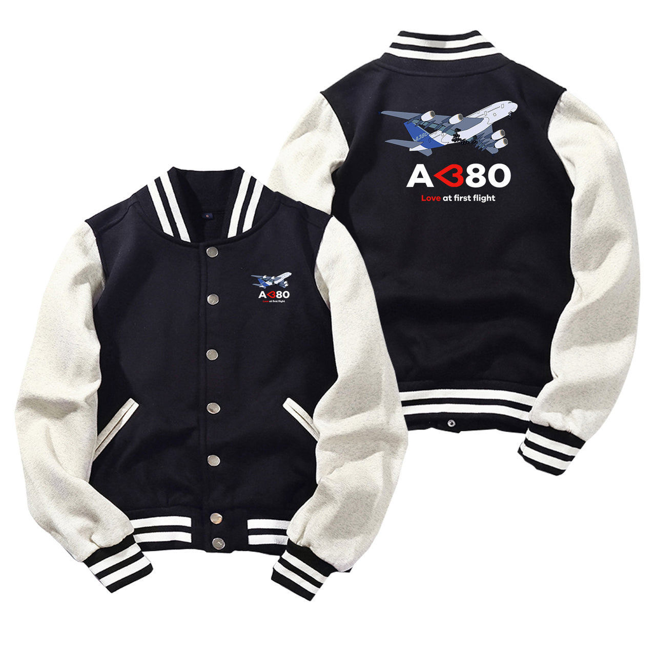 Airbus A380 Love at first flight Designed Baseball Style Jackets