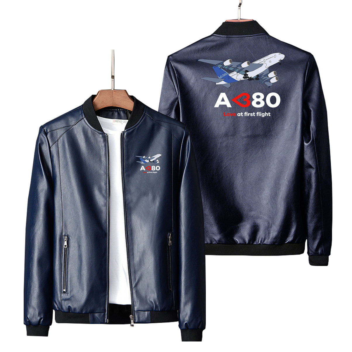 Airbus A380 Love at first flight Designed PU Leather Jackets