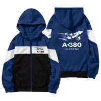Thumbnail for Airbus A380 Love at first flight Designed Colourful Zipped Hoodies