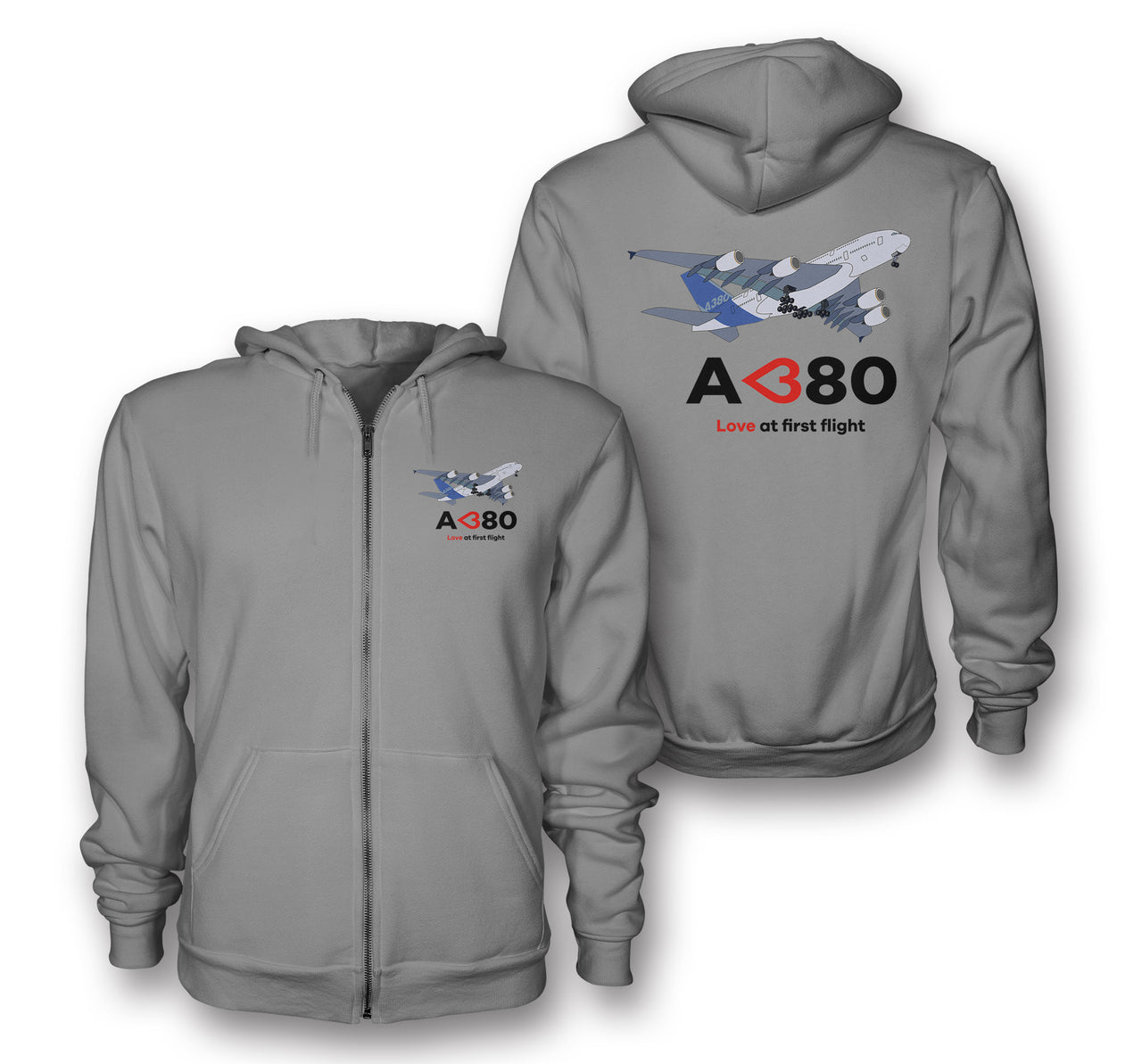 Airbus A380 Love at first flight Designed Zipped Hoodies