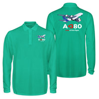 Thumbnail for Airbus A380 Love at first flight Designed Long Sleeve Polo T-Shirts (Double-Side)