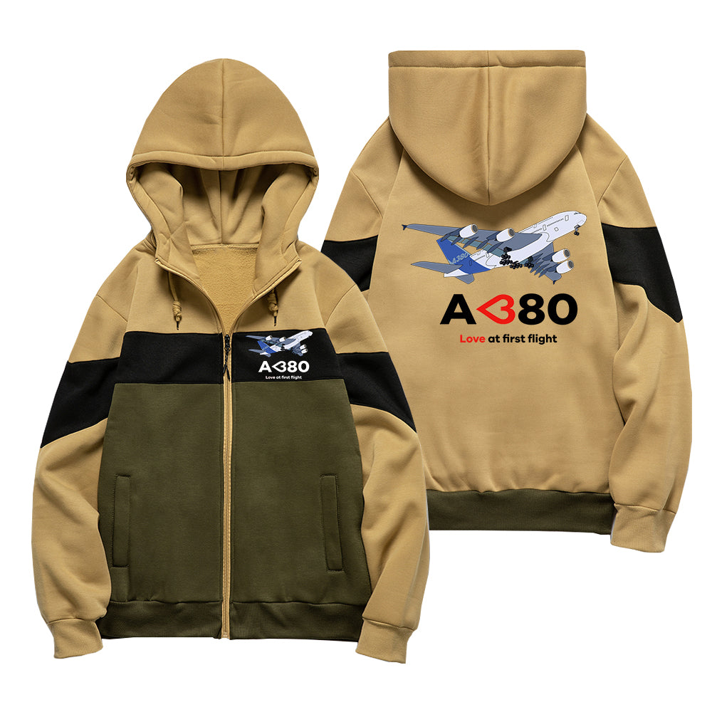 Airbus A380 Love at first flight Designed Colourful Zipped Hoodies