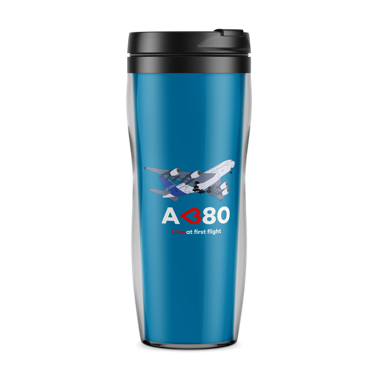 Airbus A380 Love at first flight Designed Plastic Travel Mugs