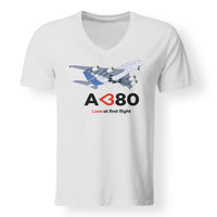 Thumbnail for Airbus A380 Love at first flight Designed V-Neck T-Shirts