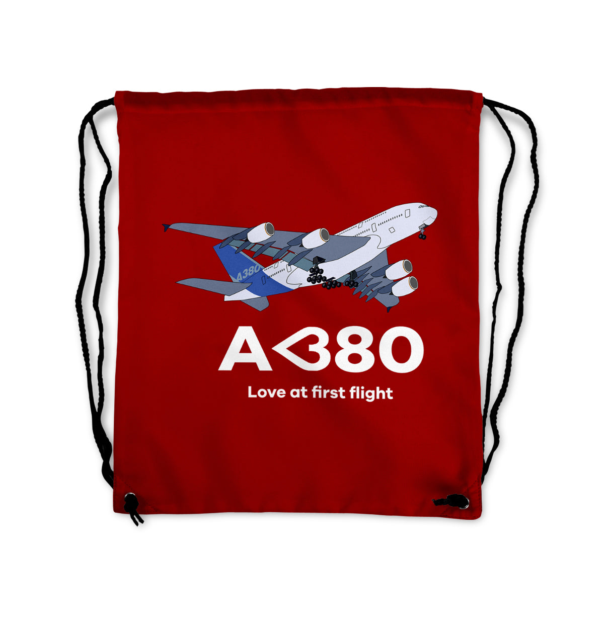 Airbus A380 Love at first flight Designed Drawstring Bags