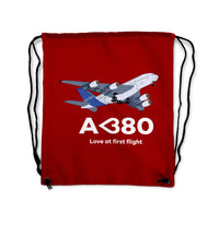 Thumbnail for Airbus A380 Love at first flight Designed Drawstring Bags