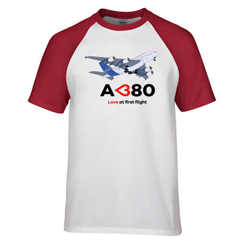 Airbus A380 Love at first flight Designed Raglan T-Shirts
