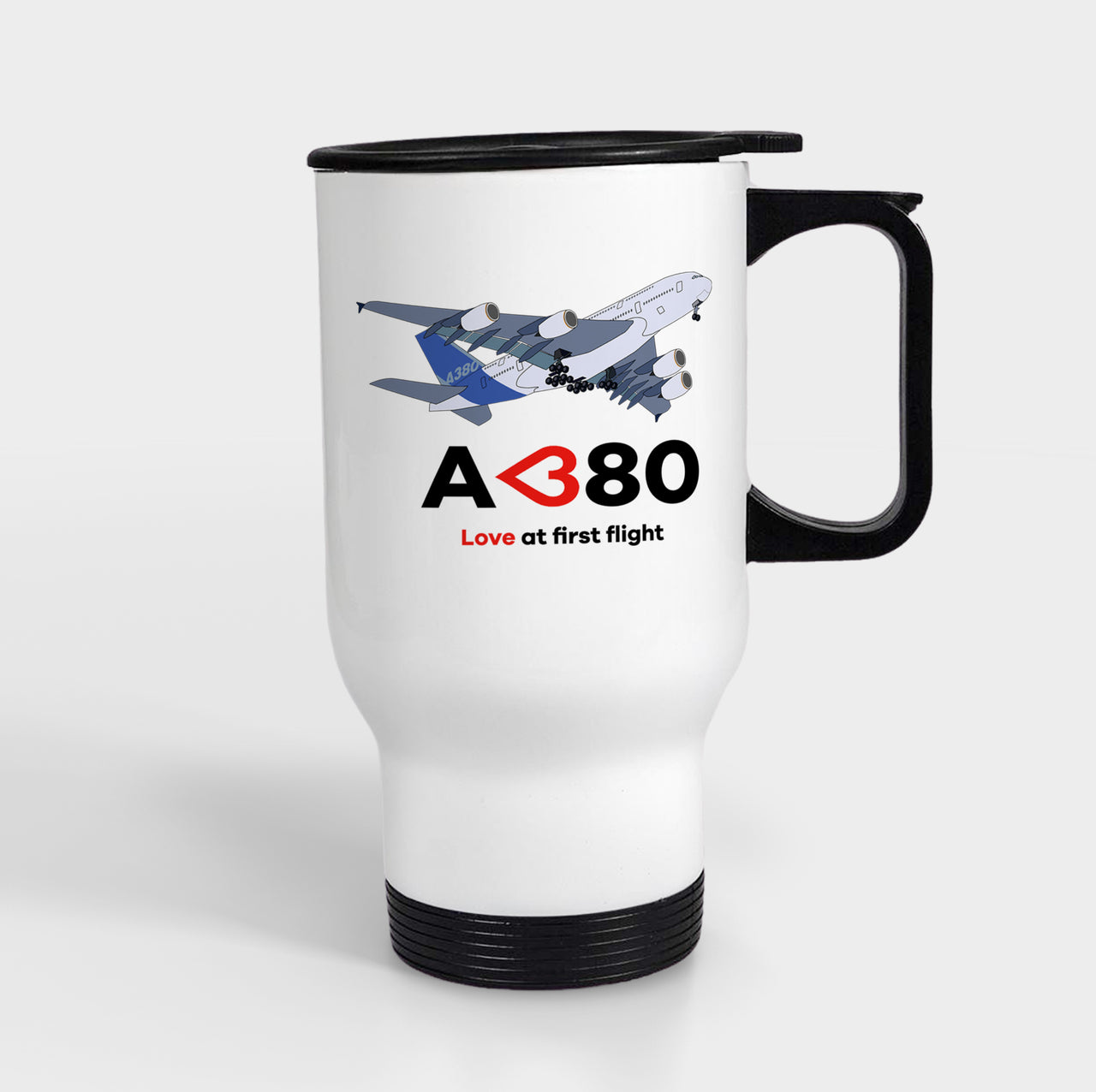 Airbus A380 Love at first flight Designed Travel Mugs (With Holder)