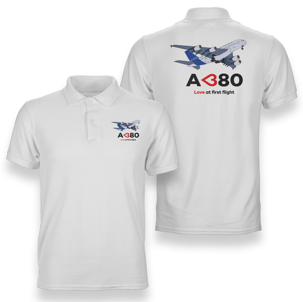 Airbus A380 Love at first flight Designed Double Side Polo T-Shirts
