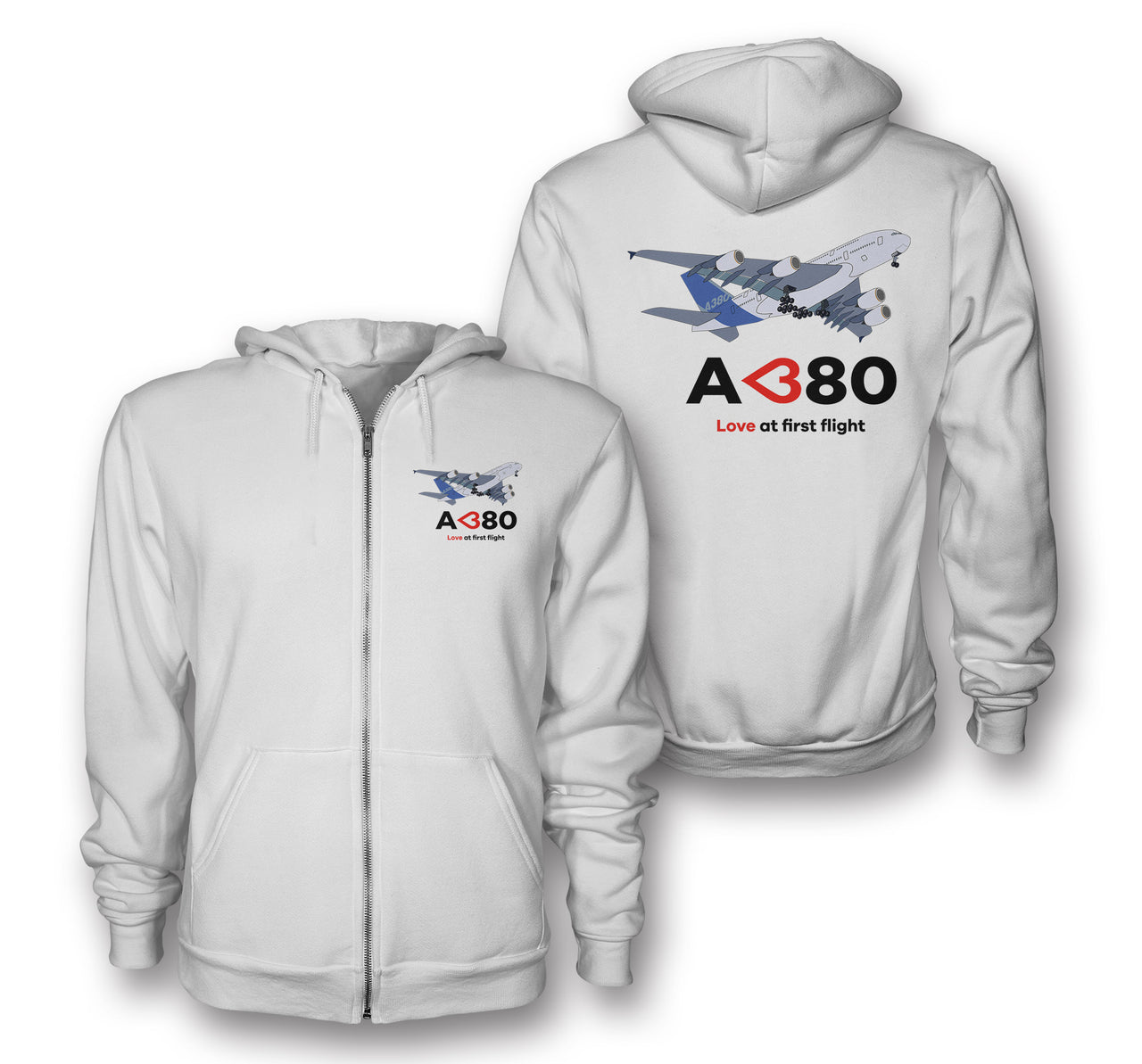 Airbus A380 Love at first flight Designed Zipped Hoodies