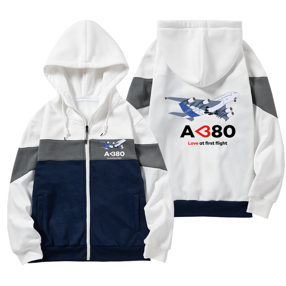 Airbus A380 Love at first flight Designed Colourful Zipped Hoodies