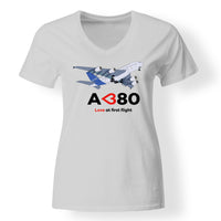 Thumbnail for Airbus A380 Love at first flight Designed V-Neck T-Shirts