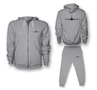 Thumbnail for Airbus A380 Silhouette Designed Zipped Hoodies & Sweatpants Set
