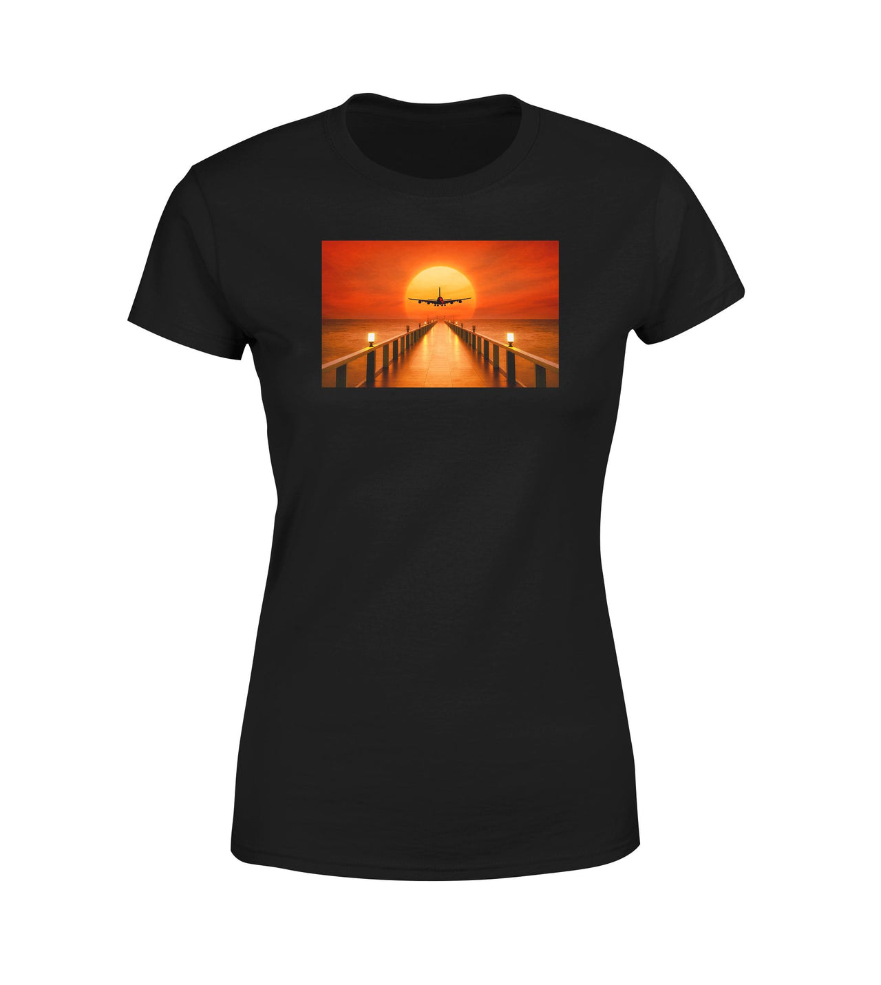 Airbus A380 Towards Sunset Designed Women T-Shirts