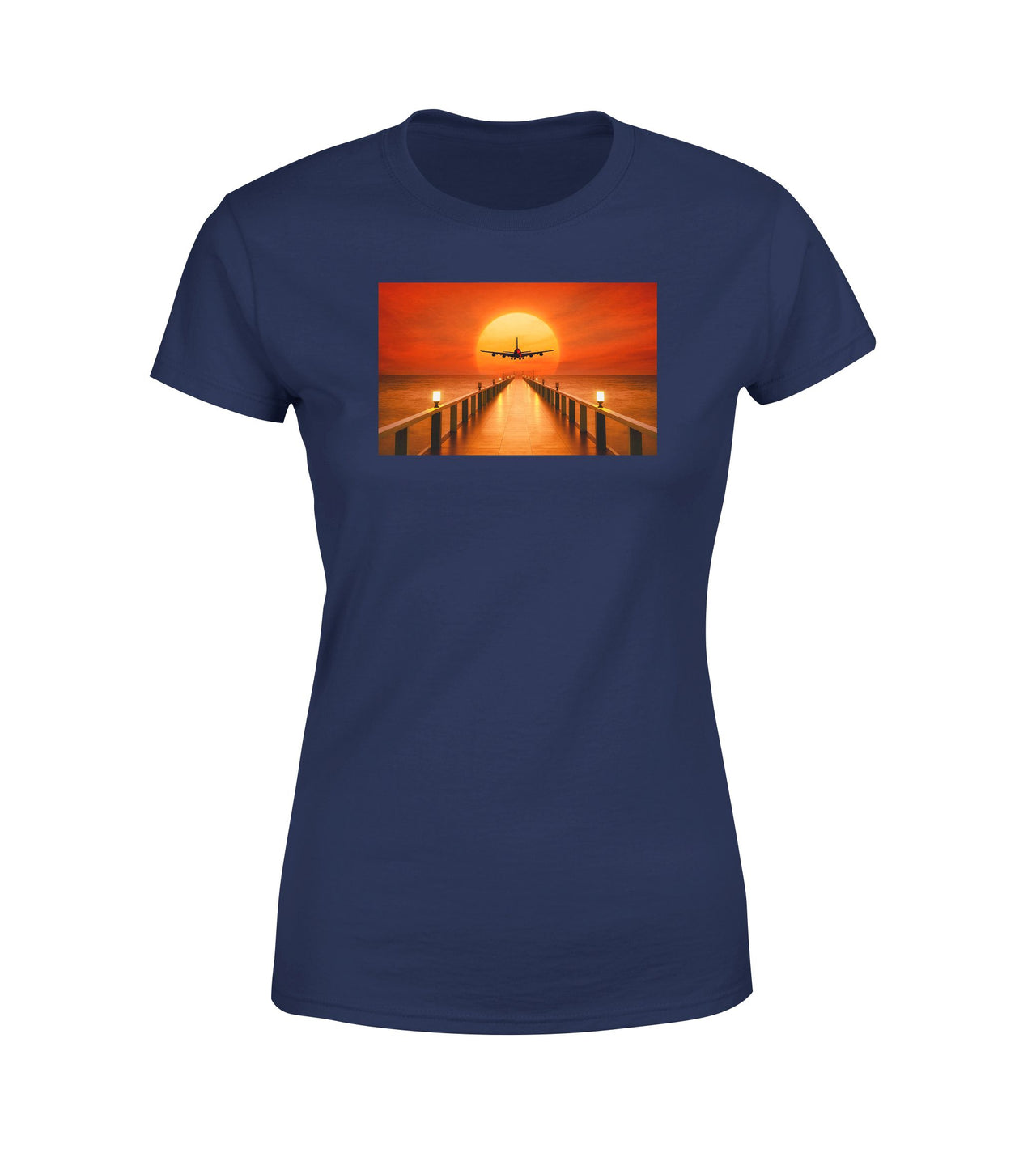 Airbus A380 Towards Sunset Designed Women T-Shirts