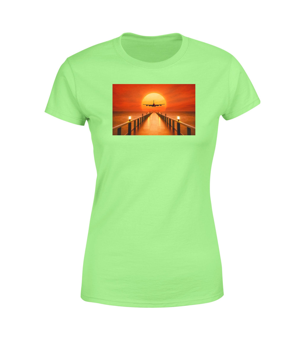 Airbus A380 Towards Sunset Designed Women T-Shirts