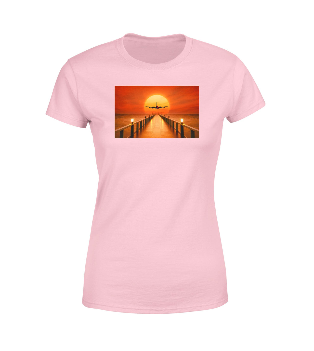 Airbus A380 Towards Sunset Designed Women T-Shirts