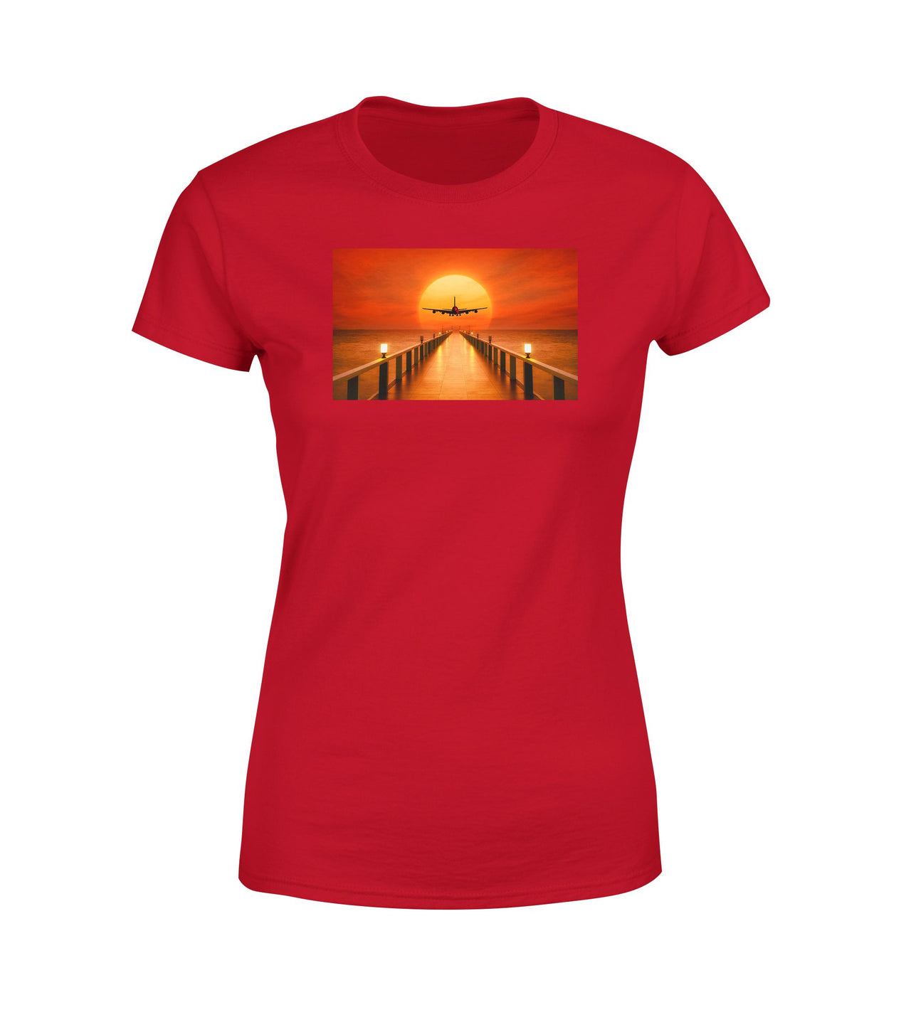 Airbus A380 Towards Sunset Designed Women T-Shirts