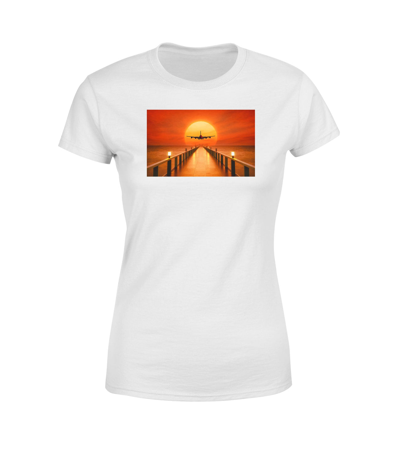 Airbus A380 Towards Sunset Designed Women T-Shirts