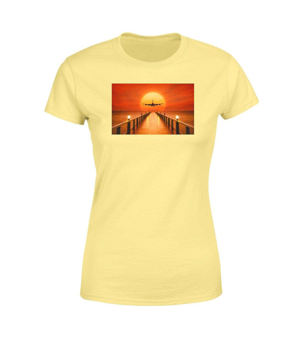 Airbus A380 Towards Sunset Designed Women T-Shirts