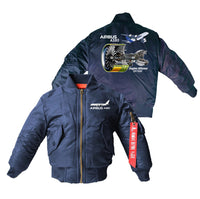 Thumbnail for Airbus A380 & GP7000 Engine Designed Children Bomber Jackets