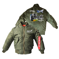 Thumbnail for Airbus A380 & GP7000 Engine Designed Children Bomber Jackets