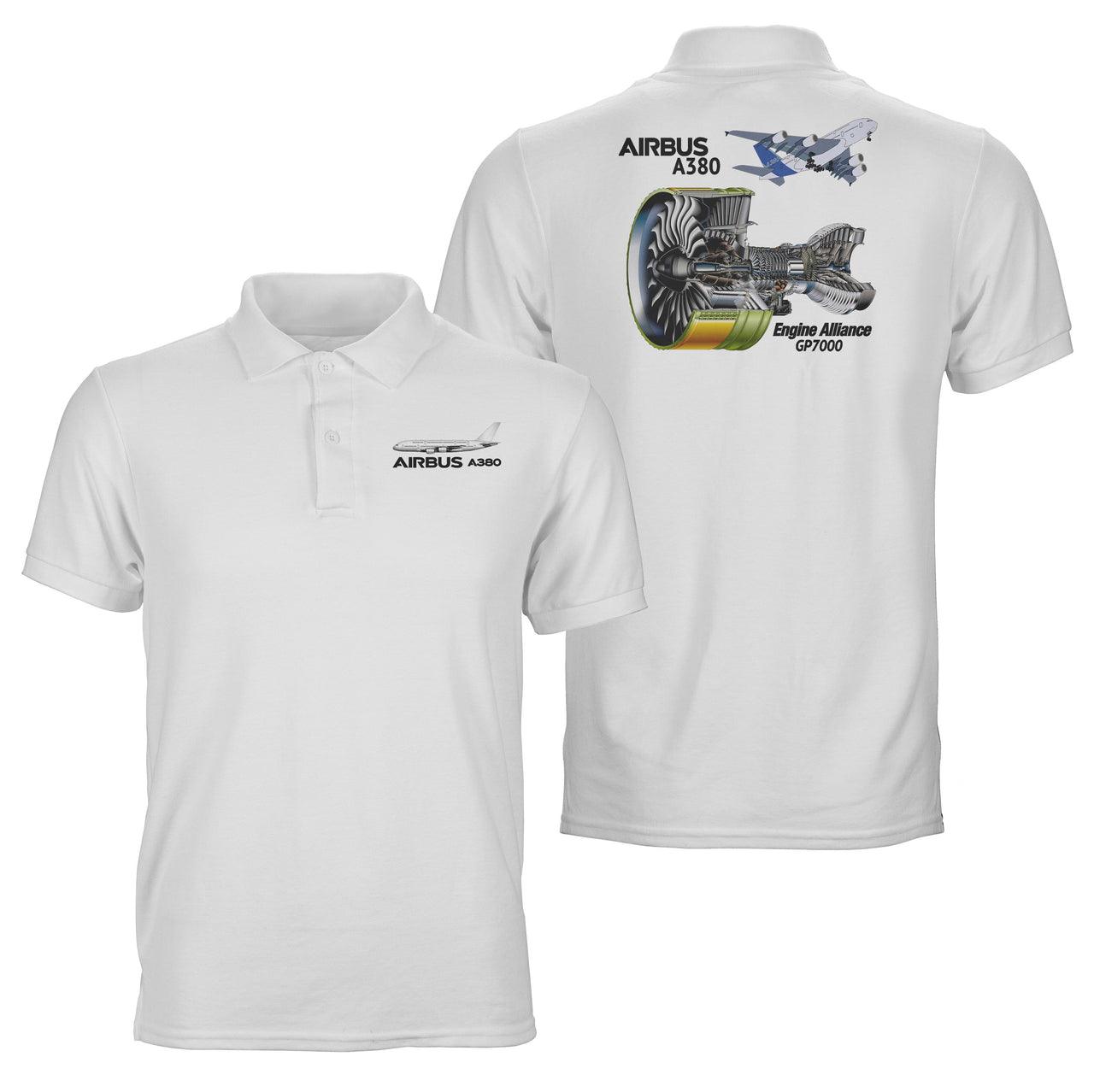 Airbus A380 & GP7000 Engine Designed Double Side Polo T-Shirts