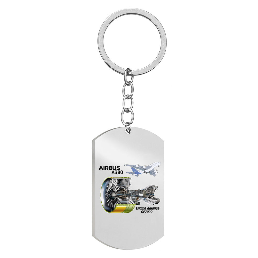 Airbus A380 & GP7000 Engine Designed Stainless Steel Key Chains (Double Side)