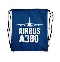 Thumbnail for Airbus A380 & Plane Designed Drawstring Bags