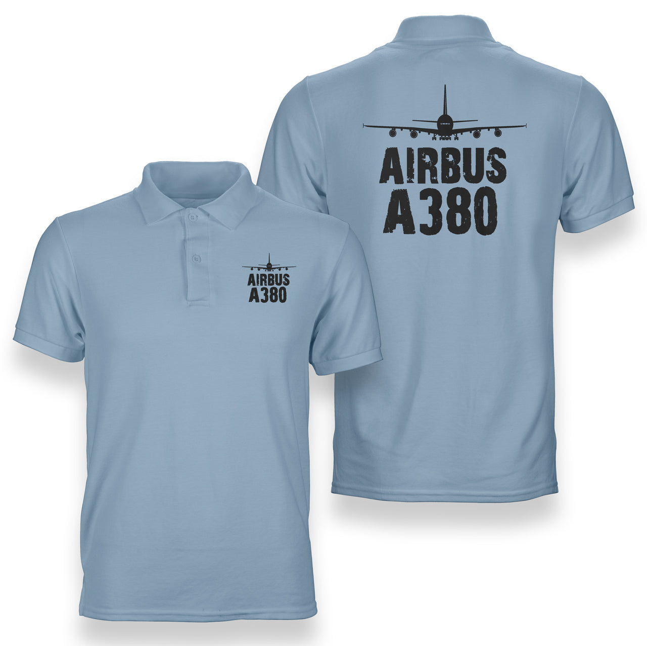 Airbus A380 & Plane Designed Double Side Polo T-Shirts