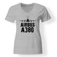 Thumbnail for Airbus A380 & Plane Designed V-Neck T-Shirts