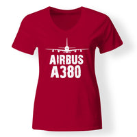 Thumbnail for Airbus A380 & Plane Designed V-Neck T-Shirts