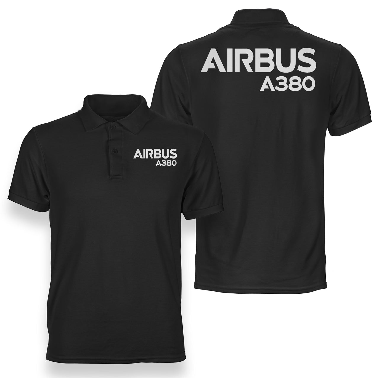 Airbus A380 & Text Designed Double Side Polo T-Shirts