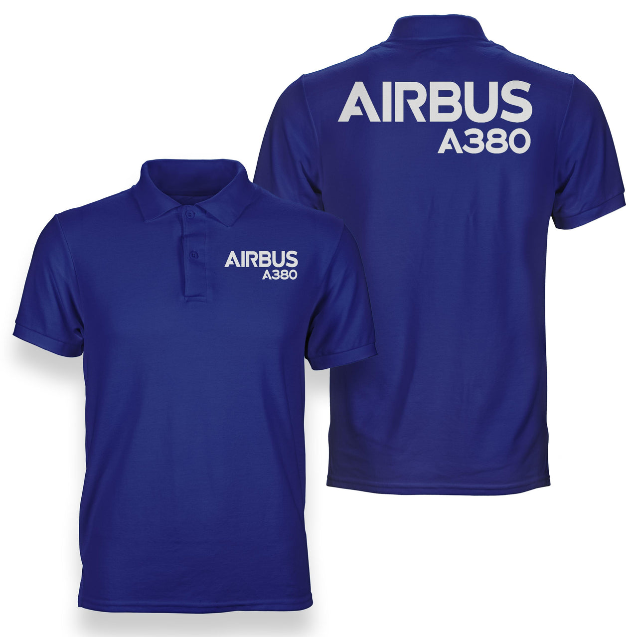 Airbus A380 & Text Designed Double Side Polo T-Shirts