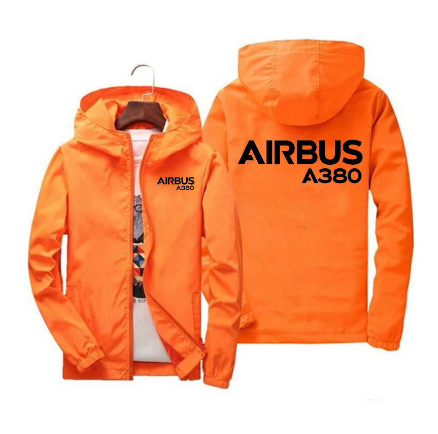 Airbus A380 & Text Designed Windbreaker Jackets