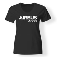 Thumbnail for Airbus A380 & Text Designed V-Neck T-Shirts