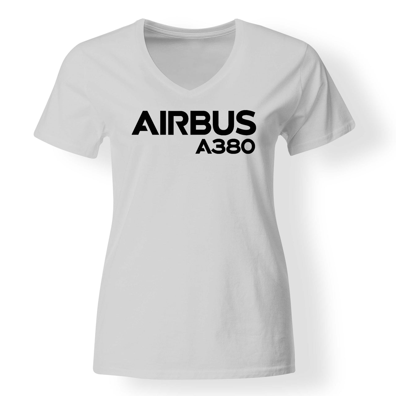 Airbus A380 & Text Designed V-Neck T-Shirts