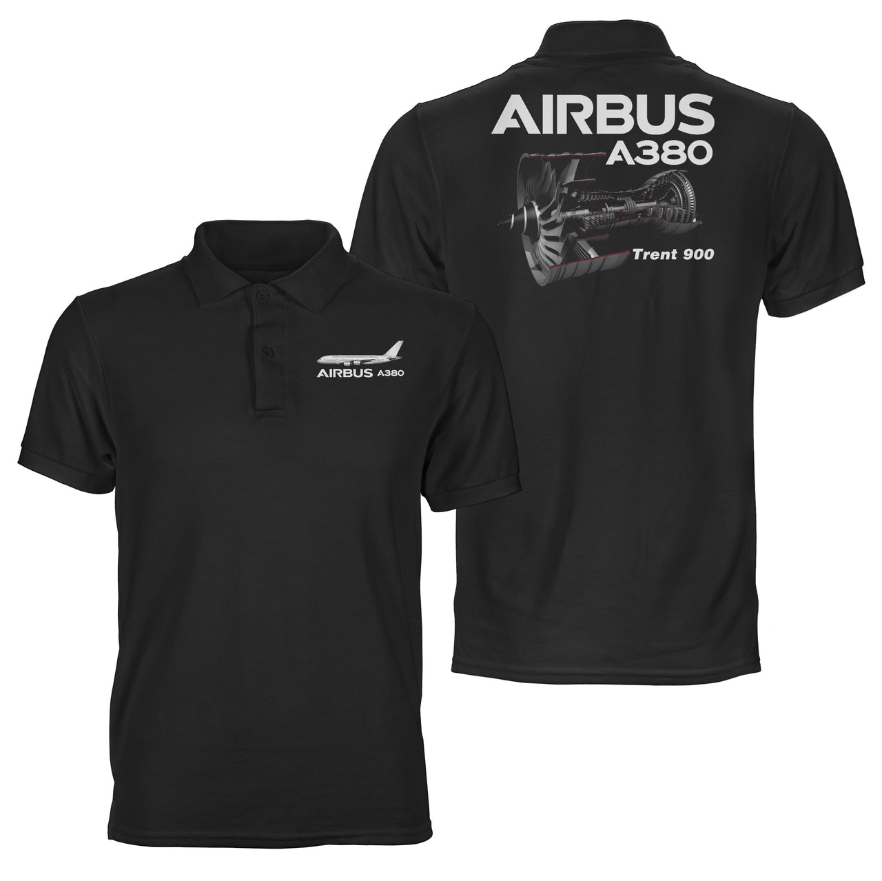 Airbus A380 & Trent 900 Engine Designed Double Side Polo T-Shirts