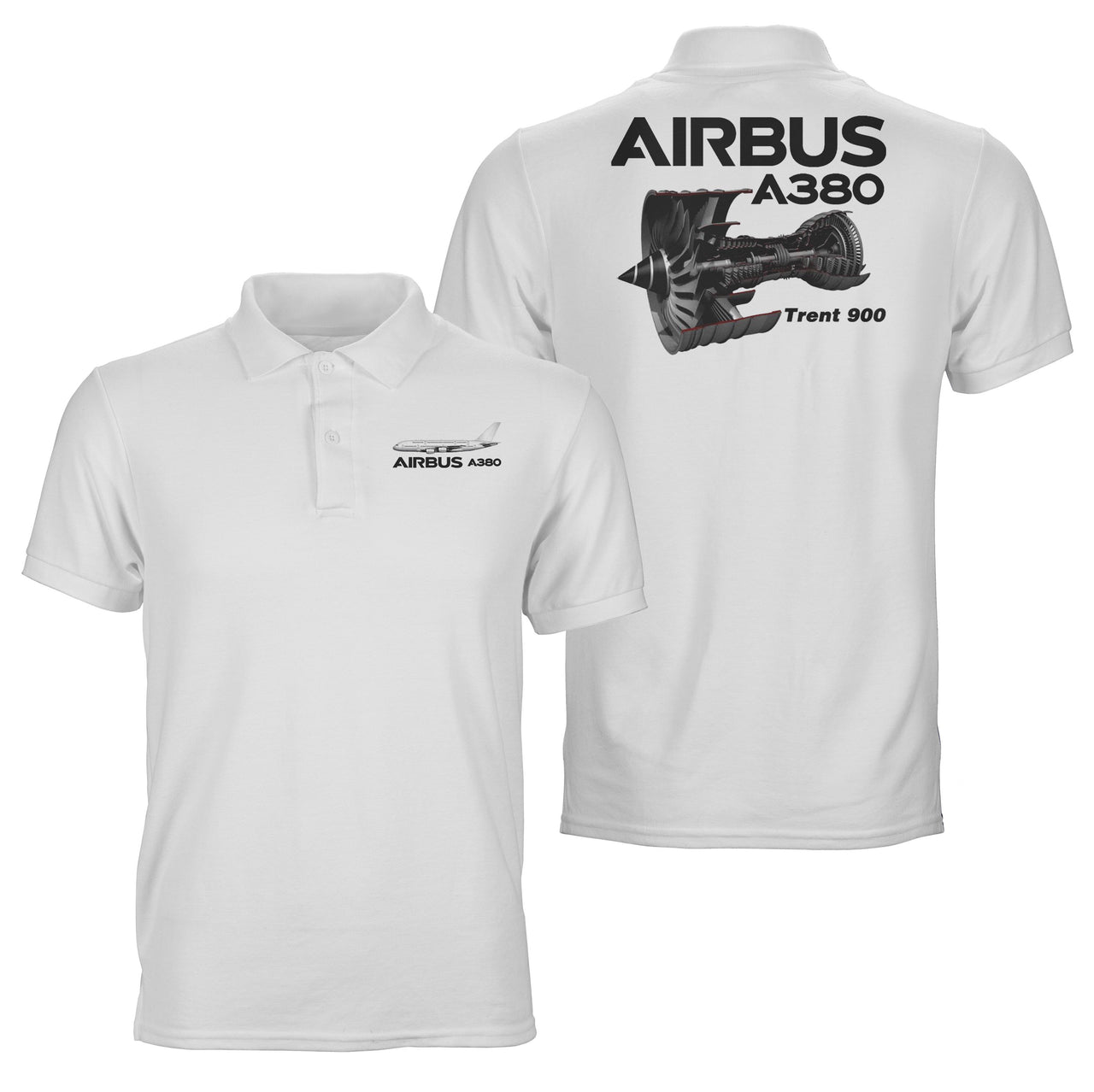 Airbus A380 & Trent 900 Engine Designed Double Side Polo T-Shirts