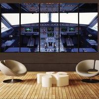 Thumbnail for Airbus A320 Cockpit Wide Printed Canvas Prints (5 Pieces) Aviation Shop 