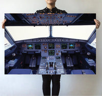 Thumbnail for Airbus A320 Cockpit Wide Printed Posters Aviation Shop 