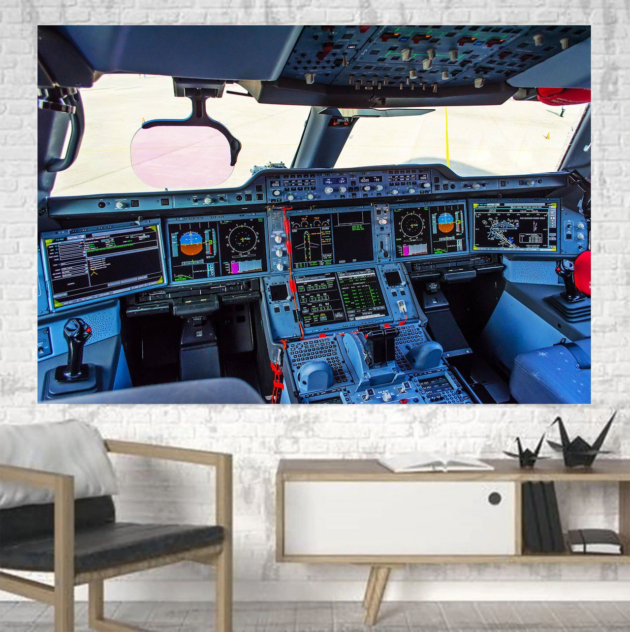 Airbus A350 Cockpit Printed Canvas Posters (1 Piece) Aviation Shop 