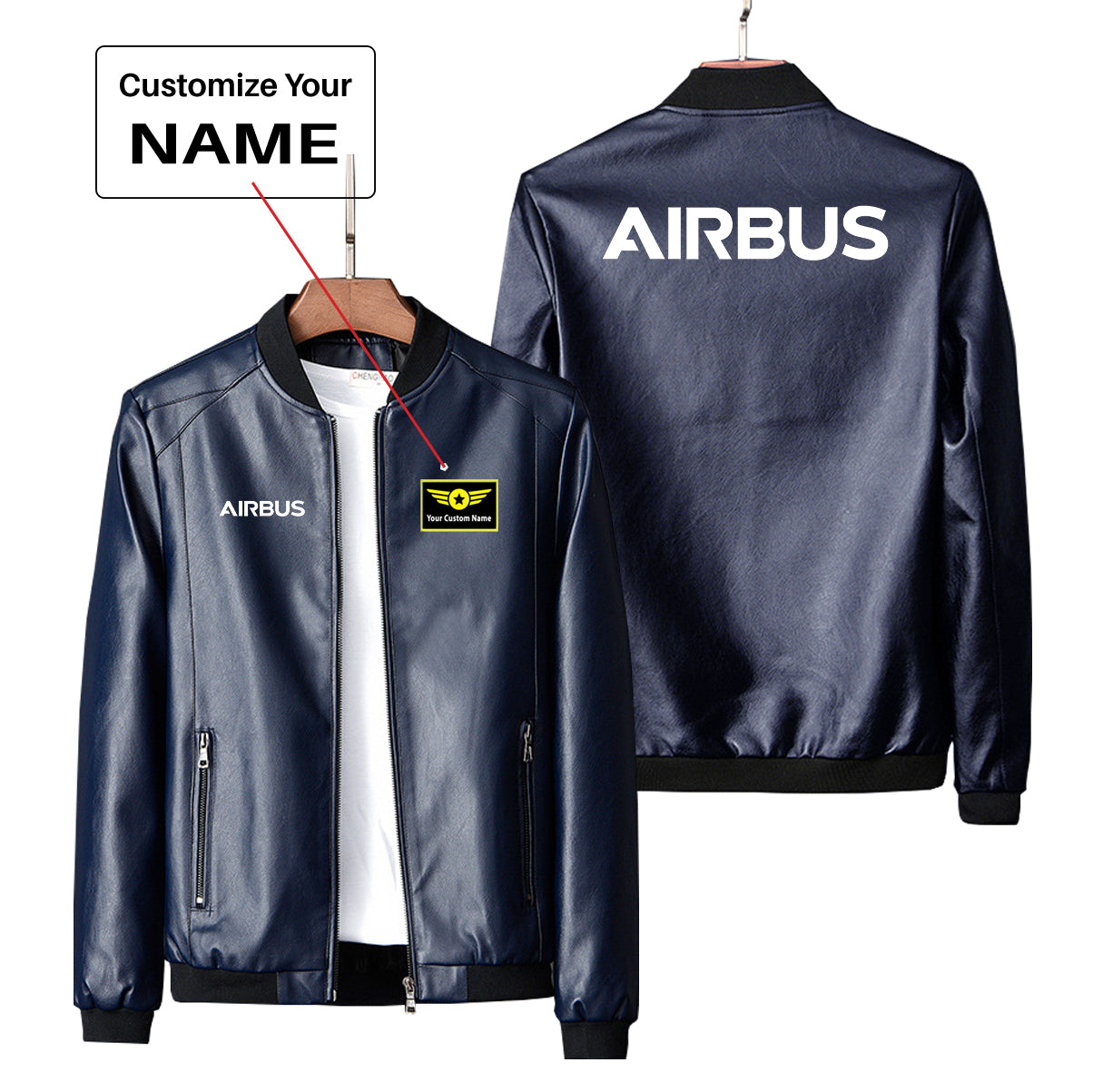 Airbus & Text Designed PU Leather Jackets