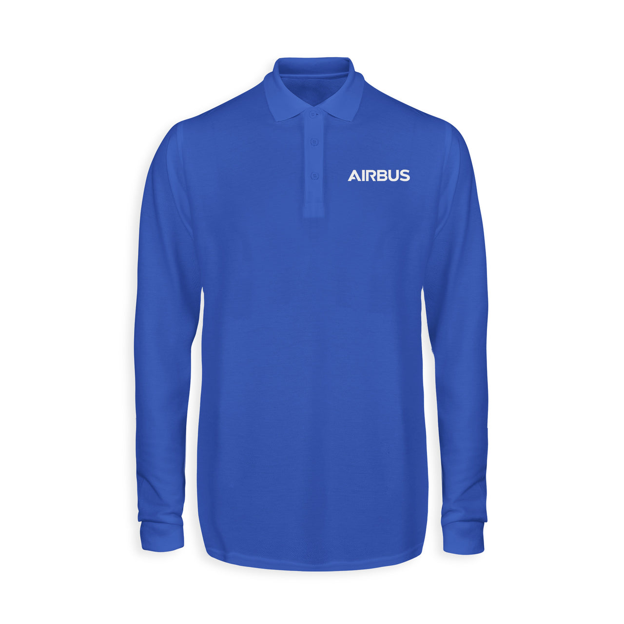 Airbus & Text Designed Long Sleeve Polo T-Shirts